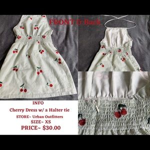 Cherry Mini Dress with Halted Tie